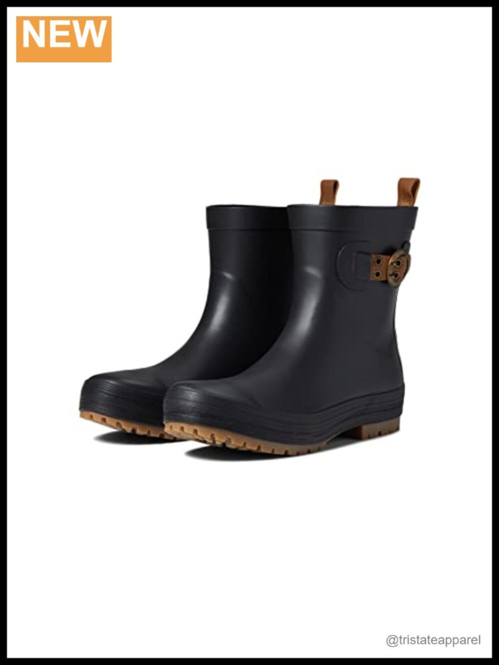 Womens Waterproof Rain Boots Mid Calf Buckle Slip On Memory Foam